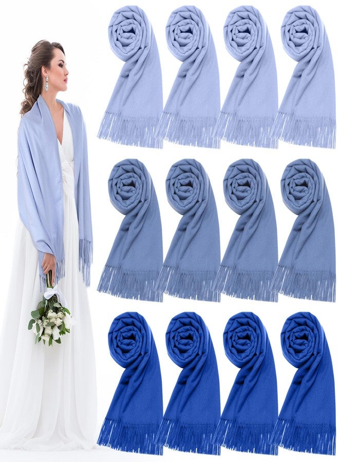 Bornerwhite 12 Pack Pashmina Shawls Wraps Bulk 79 x 27 Inch Bulk Warm Winter Scarf Bulk for Guests Bridal Shawls Gifts Wedding Favors - Image 1